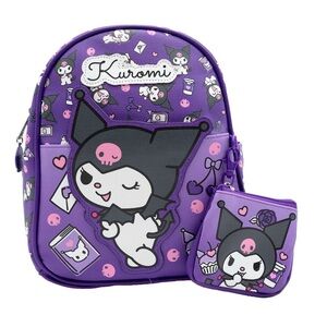 Sanrio Kuromi Purple Backpack 10.5in. with Coin Purse Set of 2pc Collectible.NWT